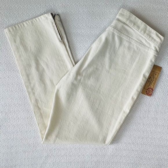 NWT Lauren Ralph Lauren Off-White Denim Slim Straight Pants/Jeans, Size 8 Petite - Picture 3 of 12